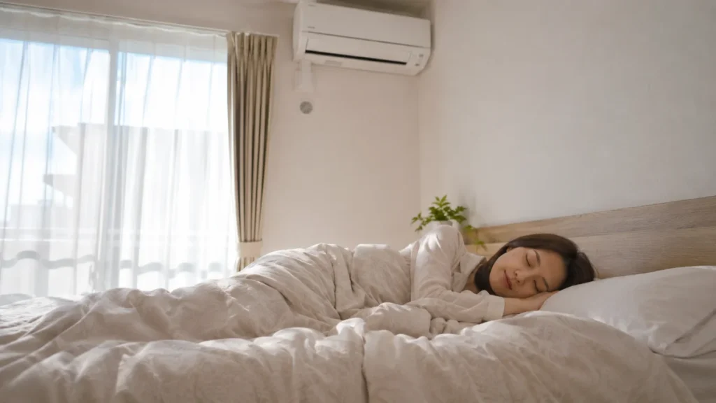 ポコポコ音が解消され朝までぐっすり眠る女性